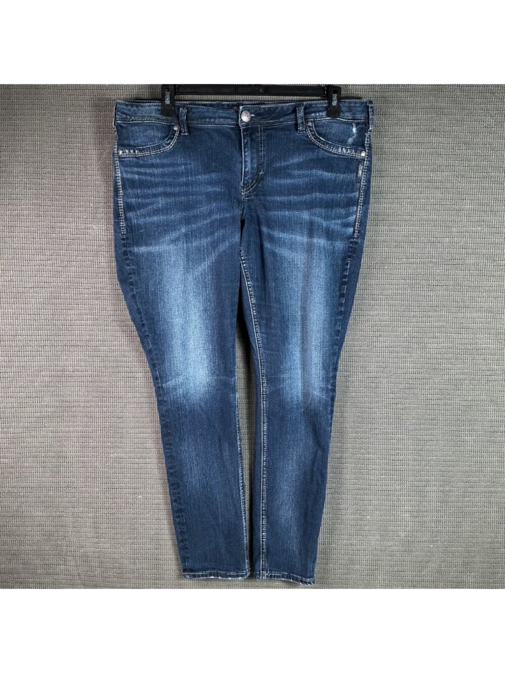 Silver Jeans Co. Womens Sz 18 L31 Blue Suki Mid Super Skinny Fluid Denim Jeans